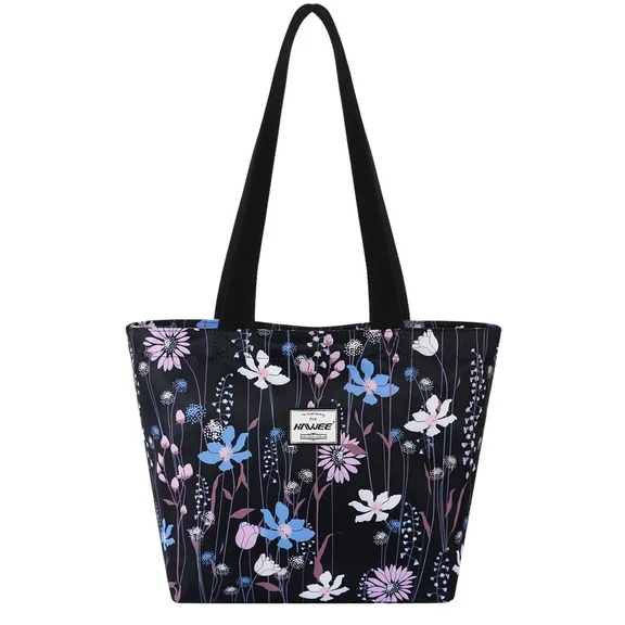HAWEE Sandproof Tote Bag with Zipper for Women Girls Heavy Duty Casual Shoulder Handbag Outdoors, Dreamy Flower