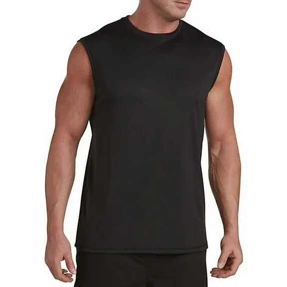 Harbor Bay by DXL Men's Big and Tall  Big and Tall Men's Muscle Swim T-Shirt, Black, 2XL-TALL Black 2XLT