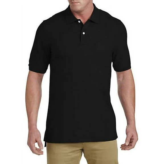 Harbor Bay by DXL Men's Big and Tall  Big and Tall Men's Pocket Pique Polo Shirt, Black, 5XLT Black 5XLT