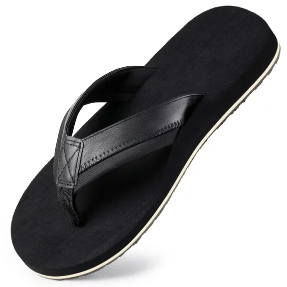 Harvest Land Comfortable Flip Flops for Men Arch Support Thong Sandals Non Slip Summer Beach Slippers Shoes Black Size 8 Males