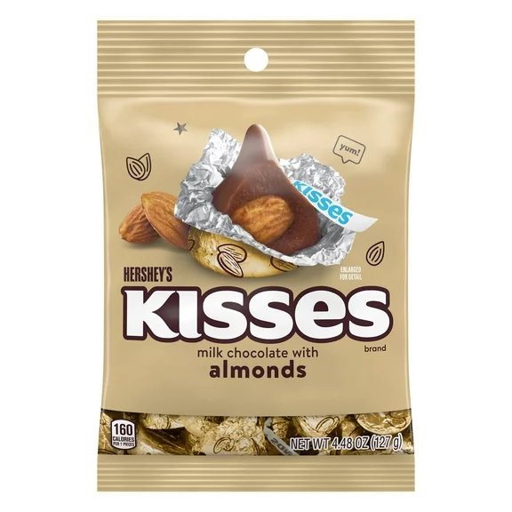 Hershey's Kisses Milk Chocolate with Almonds Candy, Bag 4.48 oz