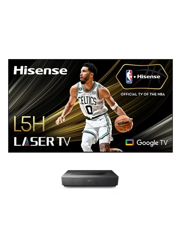 Hisense L5H 4K UHD Ultra Short Throw Laser TV Projector with 100" Light Rejecting Screen, Dolby Vision, Dolby Atmos, & Google TV
