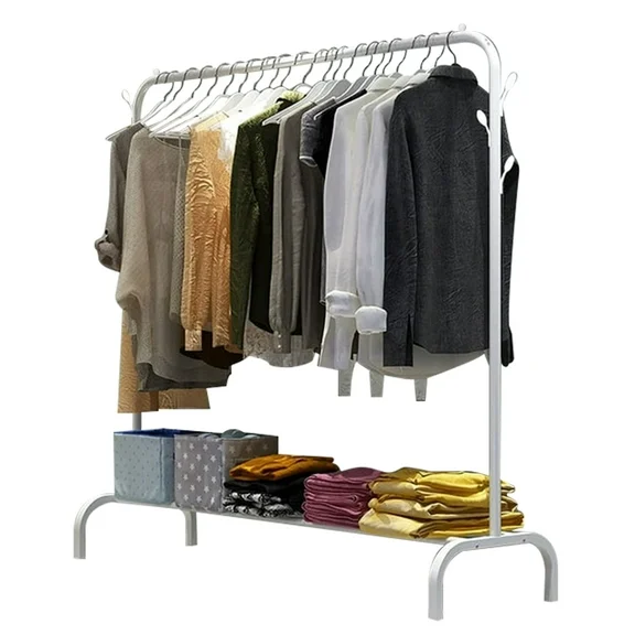 Homemart Clothes Rack, Garment Rack with Bottom Shelf for Hanging Clothes, Coats, Skirts, Shirts, Sweaters, White