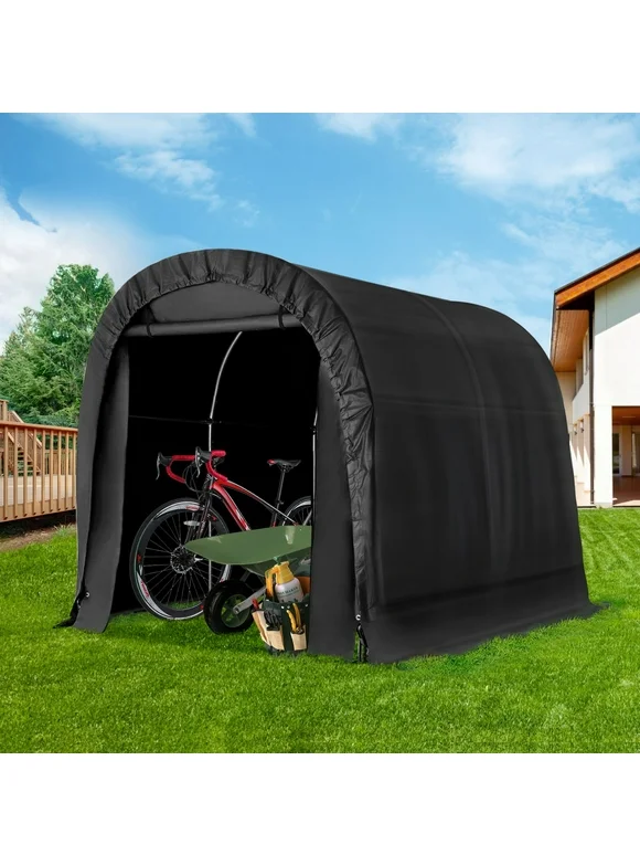 Hommow 7 FT x 8 FT Heavy Duty Storage Tent, Outdoor Tool Shed, Carport, Portable Garage for Patio, Garden, Black