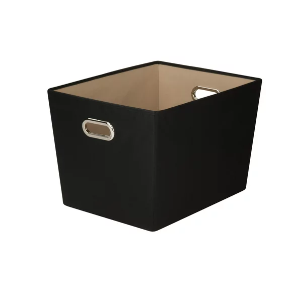 Honey-Can-Do Fabric Large Storage Bin with Handles, Black