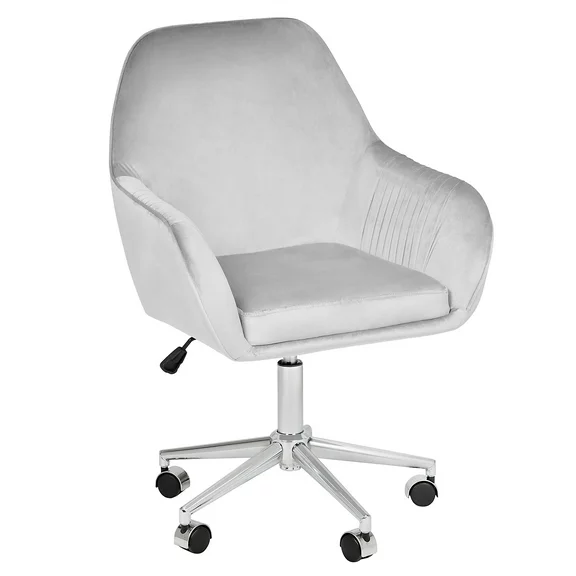 Impressions Vanity Desk Chair, Kelly Modern Makeup Vanity Chair with Lumbar Support (Cool Grey)