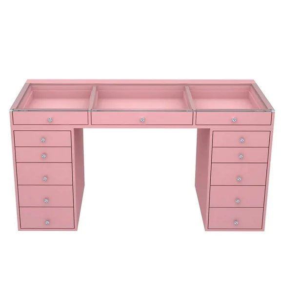 Impressions Vanity Desk,Slaystaion Pro 2.0 Makeup Vanity Table with Vanity Mirror, Bundle Item(Light Pink)
