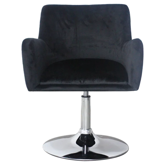 Impressions Vanity Fiona Side Pleated Makeup Vanity Chair with Chrome Flat Base, Modern Home Decor (Black Velvet)