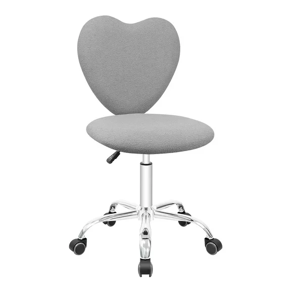 Impressions Vanity Heart 360 Degrees Vanity Chair with Adjustable Height, Armless Swivel (Grey)