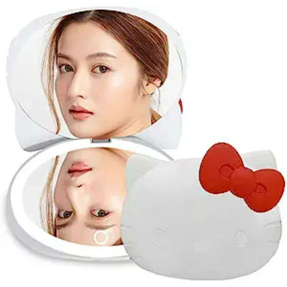 Impressions Vanity Hello Kitty Kawaii Compact Mirror with Touch Sensor Switch and 2X Magnifying Top