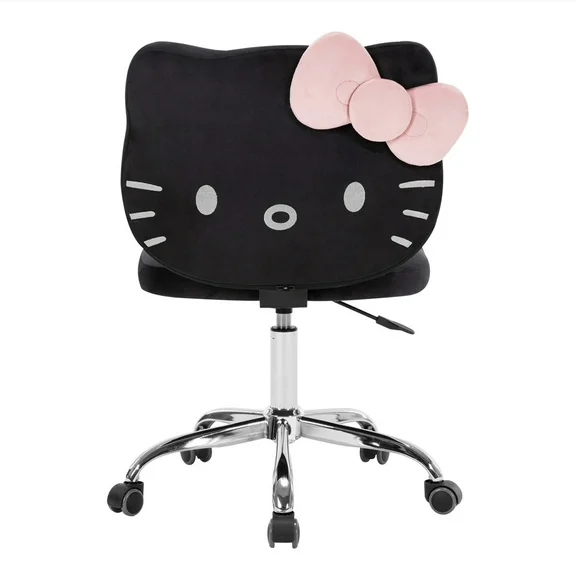 Impressions Vanity Hello Kitty Kawaii Swivel Vanity Chair for Makeup Room, Steel Frame, Adult (Black)