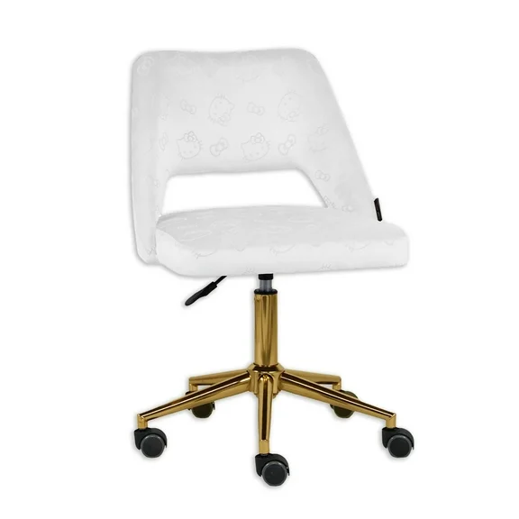 Impressions Vanity Hello Kitty Swivel Desk Chair for Makeup Room with Adjustable Height (White)