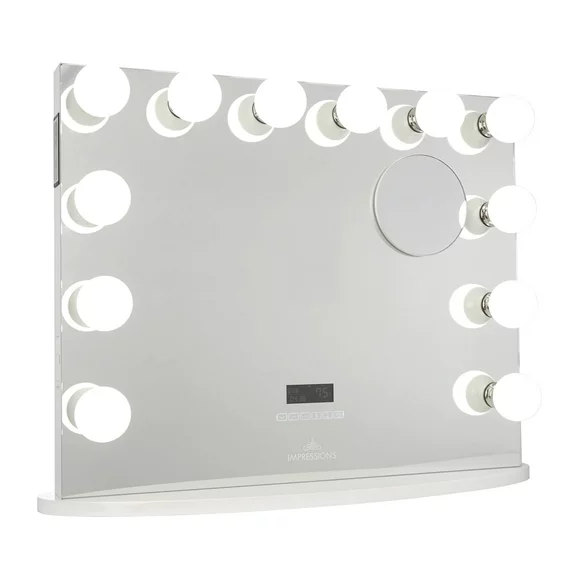 Impressions Vanity Hollywood Premiere Plus Vanity Mirror with 12 LED Bulb, 3X Magnifying Mirror (White)