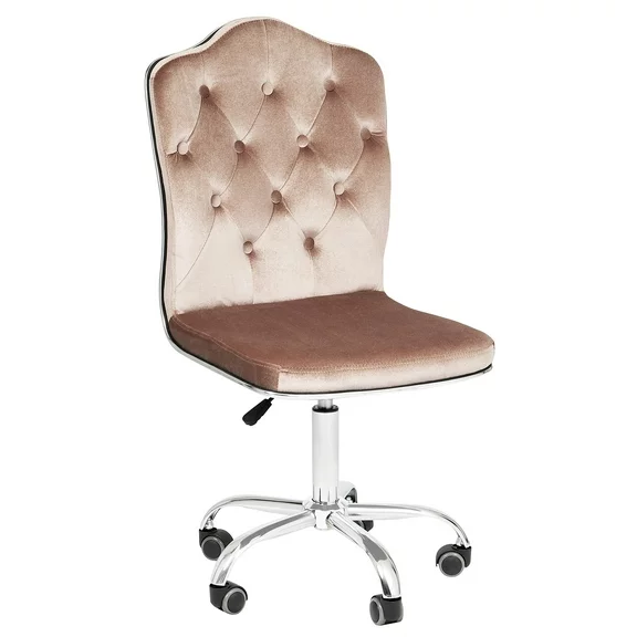 Impressions Vanity Royal Tufted Vanity Chair with 360 Degree Swivel, Button Cushioned Seat (New Pink)
