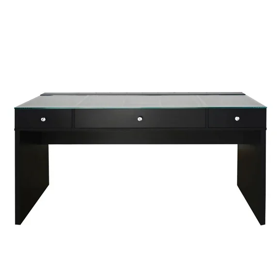 Impressions Vanity Slaystation Naomi Vanity Desk with 3 Drawer Organizer,2 Layers of Preset Dividers (Black)