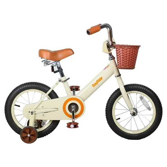 JOYSTAR Vintage 12 & 14 & 16 Inch Kids Bike with Basket & Training Wheels,20 Inch Kids Bike with Kickstand for 2-14 Years Old Girls & Boys, Beige