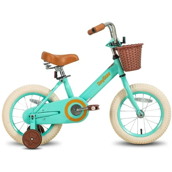 JOYSTAR Vintage 12 & 14 & 16 Inch Kids Bike with Basket & Training Wheels,20 Inch Kids Bike with Kickstand for 2-14 Years Old Girls & Boys, Green