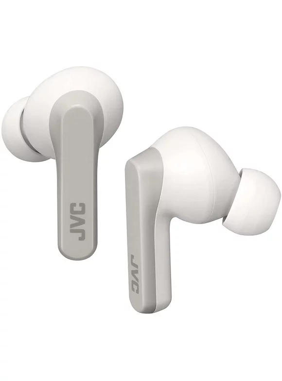 JVC RIPTIDZ True Wireless Headphones with Touch Sensor Operation, Single Ear use, IPX5, Bluetooth 5.1, Long Battery Life with Charging Case (up to 30 Hours) - HAA9TW (White)