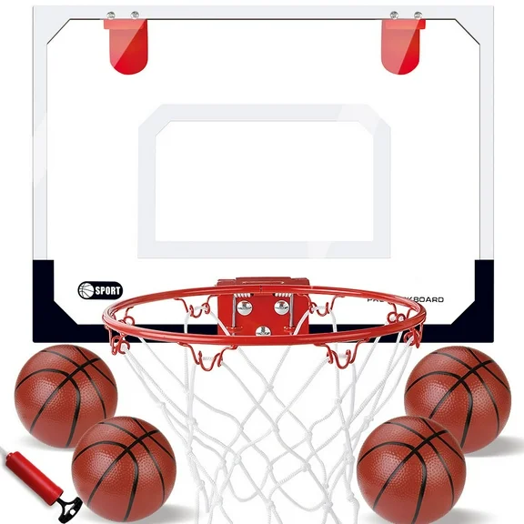 JoyStone Basketball Hoop for Kids, Over The Door Mini Basketball Hoops, Indoor Basketball Set for with 4 Balls, Kids Basketball Toy Gifts for Kids Boys Teens
