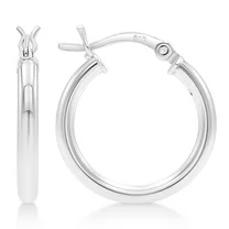 KEZEF Sterling Silver Hoop Earrings for Women - 925 Earring Hoops for Girls, 2.5mm Width, Lightweight - Hypoallergenic - 20mm