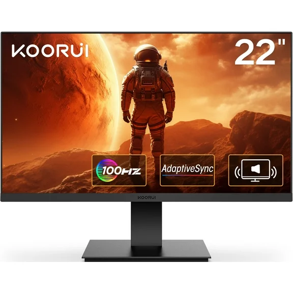 KOORUI 22"Gaming monitor,100Hz,Freesync,Built-in speakers,FHD (1920x1080p)Computer monitor,HDMI ports,S01