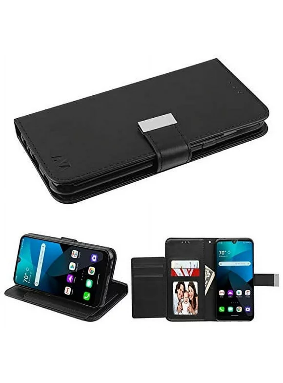 Kaleidio Case For LG Harmony 4, Premier Pro Plus L455DL [Xtra Series] PU Leather Hybrid Wallet [Card Slot][Stand Feature] Flip Folio Cover [Black/Black]