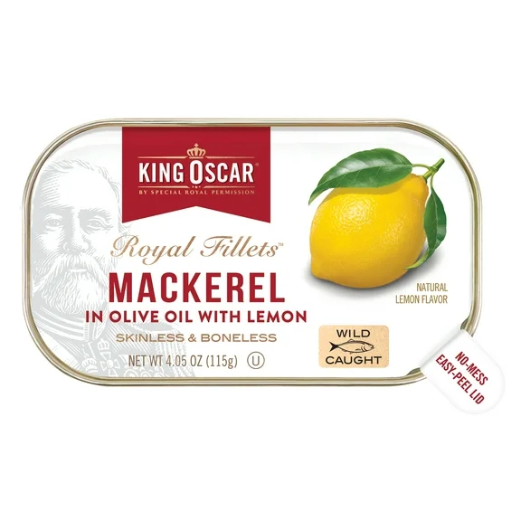 King Oscar Skinless & Boneless Mackerel Fillets, Lemon, 4.05 oz