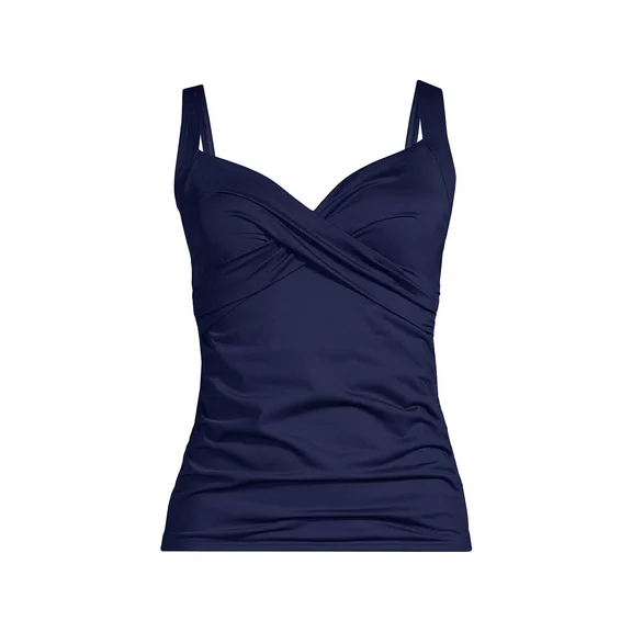 Lands' End Women's Petite Chlorine Resistant Wrap Underwire Tankini Swimsuit Top