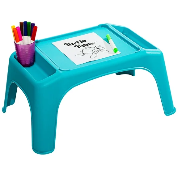LapGear Turtle Table Kids Activity Lap Desk Tray with Storage Wells for Snacks, Play, Classroom and Sensory Toys - Blue