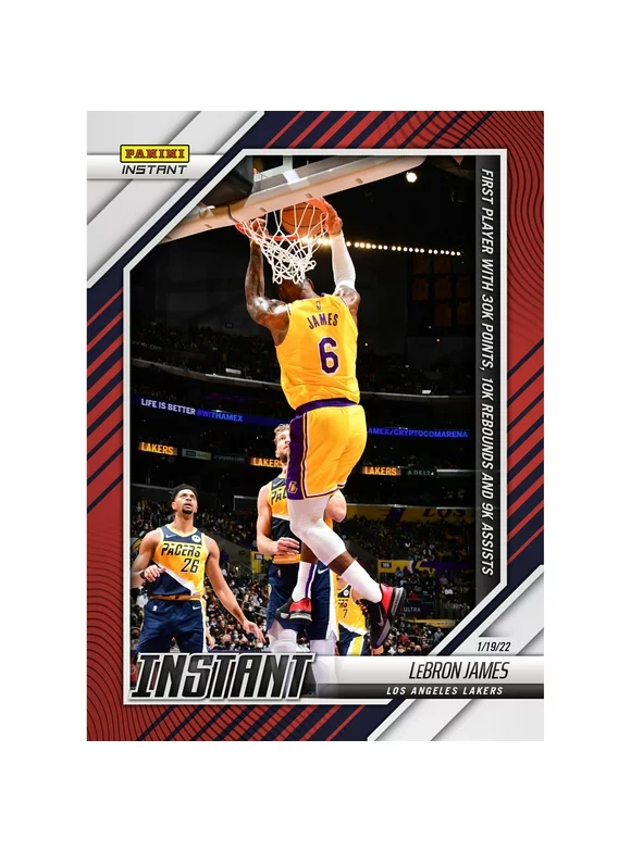 LeBron James Los Angeles Lakers Fanatics Exclusive Parallel Panini Instant First Player in NBA History with 30K Points, 10K Rebounds, and 9K Assists Single Trading Card - Limited Edition of 99