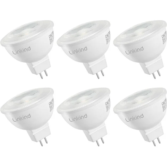 Linkind LED Light Bulb Dimmable, 6.5W (70W Equivalent), MR16 GU5.3 Bi-Pin Base LED Bulbs, 5000K Daylight White 640lm Light Bulbs, Recessed, Tracking Lights, 12V Low Voltage, 6-Pack