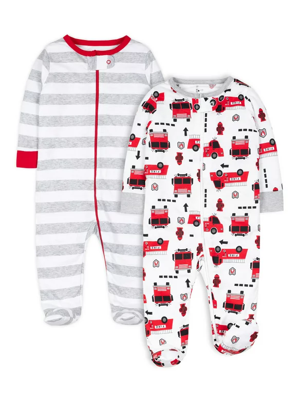 Little Star Baby Boy 2 Pk Sleep n Play Pajamas, Size Preemie-9 Months