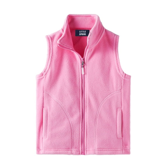 LittleSpring Little Girls' Outerwear Vests Polar Fleece Vest Jacket for Girl Winter Clothes Zip Up Sleeveless Pink Size 6
