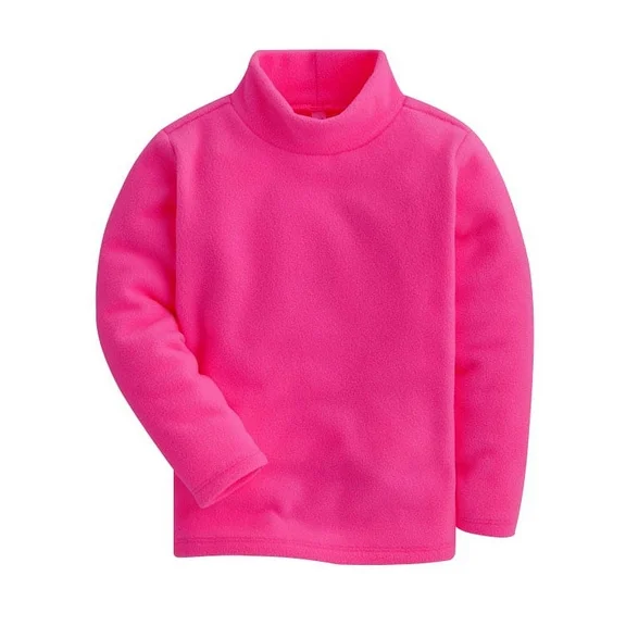 LittleSpring Turtleneck Fleece Tops 3T Girls Long Sleeve Shirt Toddler Mock Neck Thermal Shirts Pullover Solid Hot Pink
