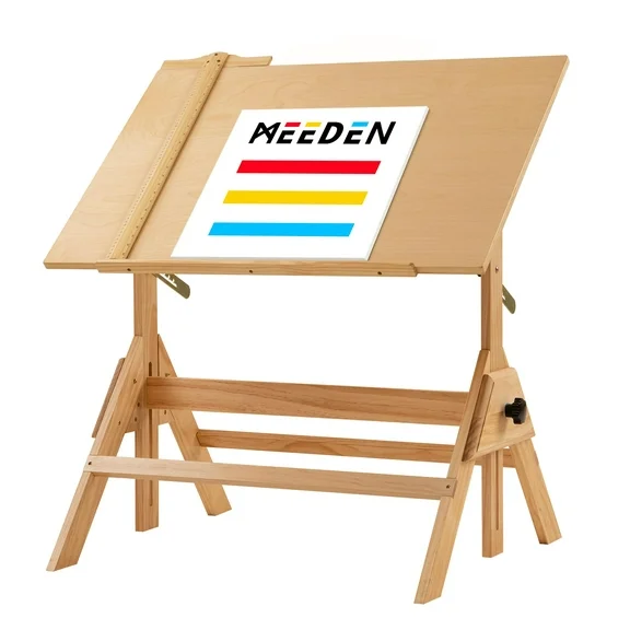 MEEDEN Solid Wood Drafting Table, Artist Table Drawing  Desk with 36" x 24" Angle Adjustable Top and Adjustable Height, Studio Painting Table & Art Desk for Artwork, Graphic Design, Writing