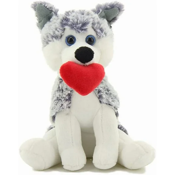 Made by Aliens Personalized Cute Pawpals Puppy Dog- Stuffed Animal Plush Toy-with Red Heart-Perfect Gift for Valentine Day- Graduation Day- Birthday- 8 inches (Husky)