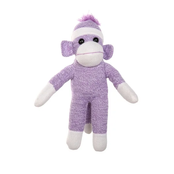 Made By Aliens Personalized Floppy Original Sock Monkey Stuffed Animal Plush Toy- Perfect Gift For Valentine Day- Graduation Day- Birthday- 16 inches (Purple)