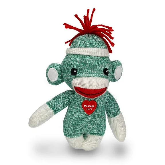 Made By Aliens Personalized Floppy Original Sock Monkey Stuffed Animal Plush Toy -Perfect Gift for Kids- Babies- Teens- Girls and Boys 6 Inches