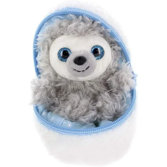 Made By Aliens Snowball Stuffed Surprise Zip Up Stuffed Animal – 6 inch Cute & Soft Plush Animal Toy – Perfect for Friends and Family All Ages Christmas Thanksgiving (Sloth)