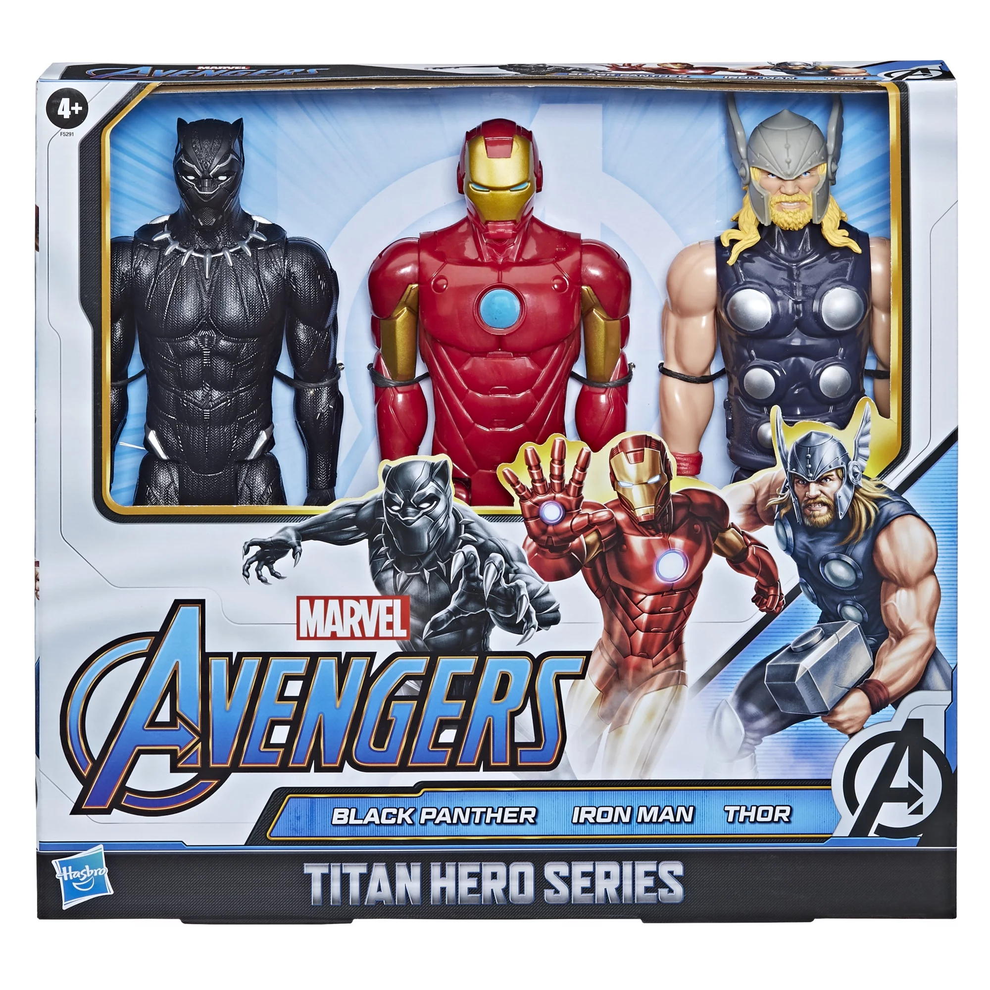 Marvel: Avengers Titan Hero Series Black Panther, Thor, and Iron Man Kids Toy Action Figure for Boys and Girls Ages 4 5 6 7 8 and Up