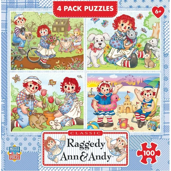 MasterPieces Kids Puzzle Set - Raggedy Ann 4-Pack 100 Piece Jigsaw Puzzles