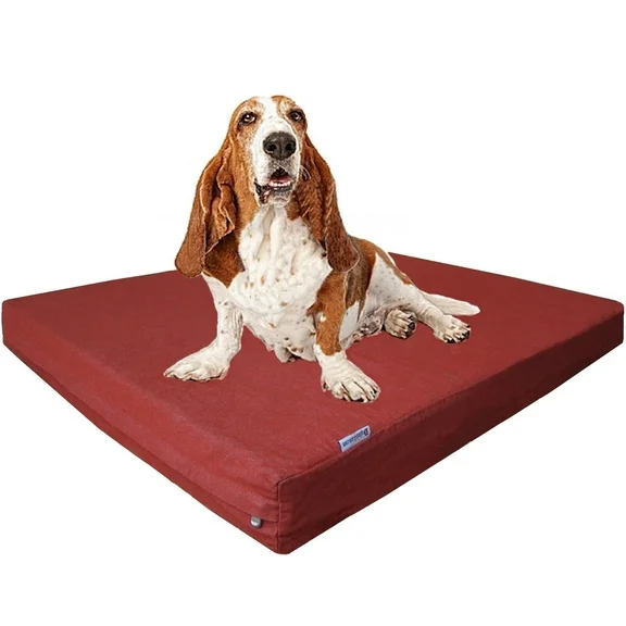 Medium Orthopedic Memory Foam Dog Pet Bed with Extra External Cover 37"X27"X4", Bombay Brown