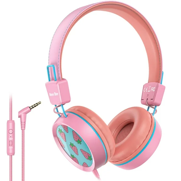 New Bee Kids Headphones W/Mic for Children Boys Girls, On Ear Wired Headphones for Teens School, Travel