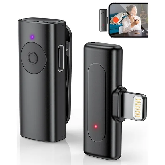 New Bee Wireless Lavalier Mini Microphone Plug-Play for iOS, Video Recording, Live Stream, Youtube, Tiktok