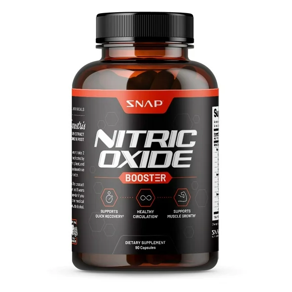 Nitric Oxide Booster Snap Supplements - Pre Workout, Muscle Builder, L Arginine L Citrulline Formula - 90 Capsules