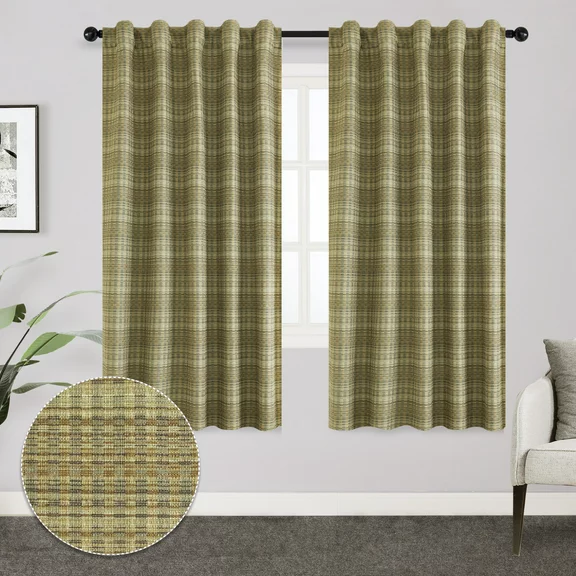 OVZME Sailin Faux Linen Total Blackout Curtains 84 Inches Length 2 Pack 100% Thermal Insulated Energy Saving Textured Linen Backtab Window Treatment Drapes for Living Room, Bronze Gold 42x63 inches