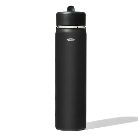 OXO Strive 24 oz. Insulated Wide Mouth Water Bottle with Straw Lid - Onyx