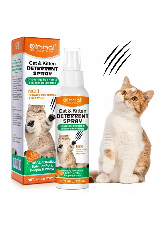 Oimmal Cat Deterrent Spray 120ml, Cat & Kitten Training Aid with Bitter, Anti Scratch Furniture Protector Establish Boundaries & Keep Cat off - 1pack