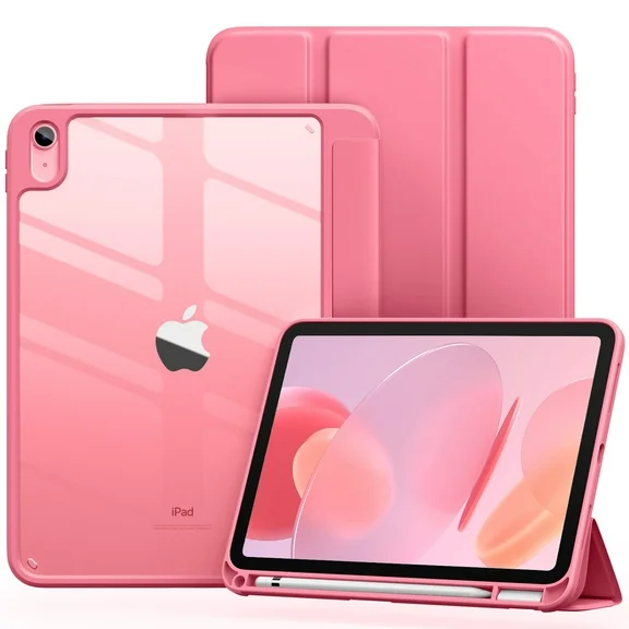 Ouwegaga 10.9inch for iPad 10th Generation Case with Pencil Holder, with Clear Transparent Back Shell, Watermelon