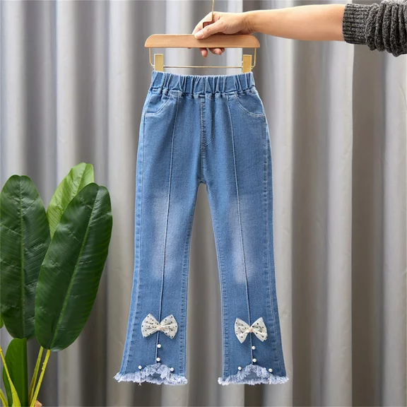Owordtank Flare Ripped Jeans for Toddler Kids Girls Cute Bell Bottom Denim Pants